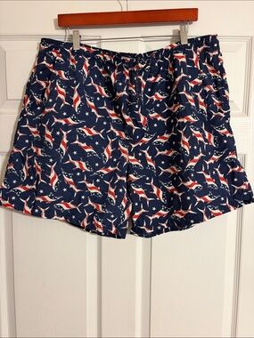 Columbia PFG American Flag Shark Swim Trunks Navy Blue Patriotic Size XL